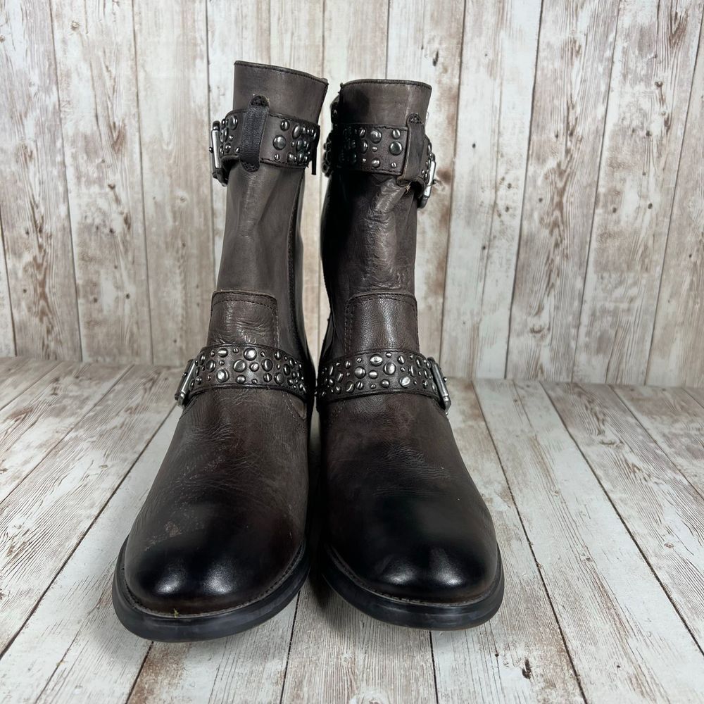 Arturo Chiang Studded Gray Ankle Boots - Picture 4 of 8
